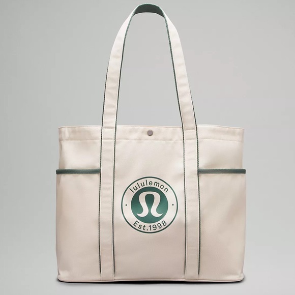 Lululemon Daily Multi-Pocket Canvas Tote Bag 20L NWT Natural/Medium Forest - Picture 1 of 12